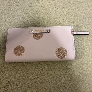 Kate Spade Haven Lane Stacy bifold wallet in pink polka dot glitter